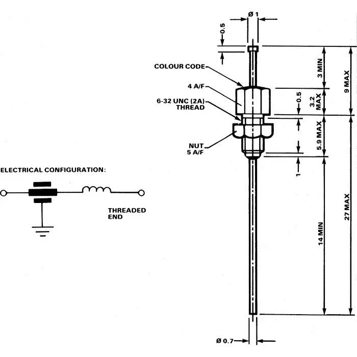 Oxley DLT4, Signal Filter, 200 V dc 10000MHz, 10A, Panel Mount, 36 mm