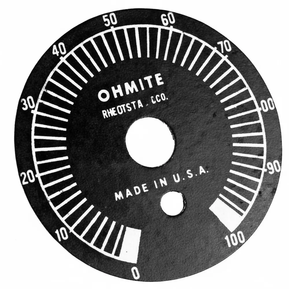 Ohmite 5000E Series Dial Plate Black 56 mm Outside Diameter, 5000E
