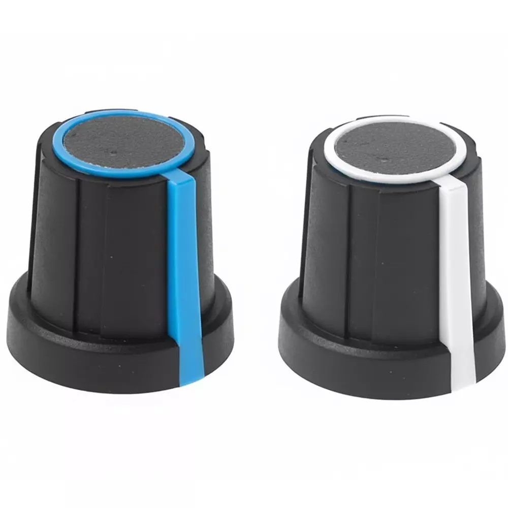 DAVIES MOLDING 1106 Series Two-Shot Instrument Control Knob Black, White 14 mm, 18.5 mm Outside Diameter, 1106-W