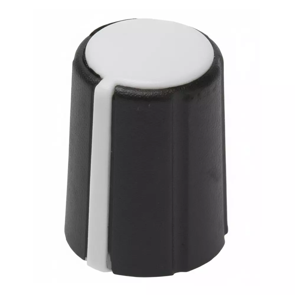 DAVIES MOLDING Cylindrical Knob Black Knurled, Straight Design 16 mm Outside Diameter, 1226-L