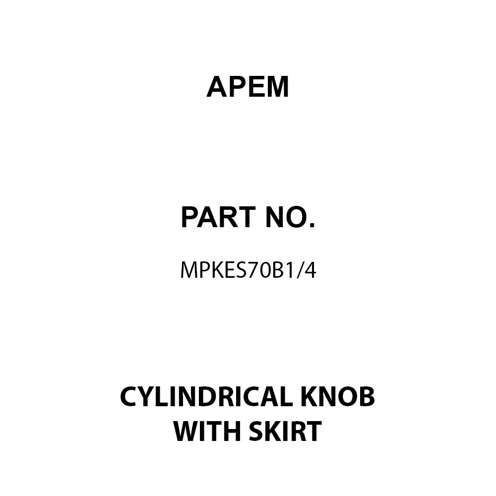 APEM MPKES Series Cylindrical Knob with Skirt Black 22 mm Outside Diameter, MPKES70B1/4