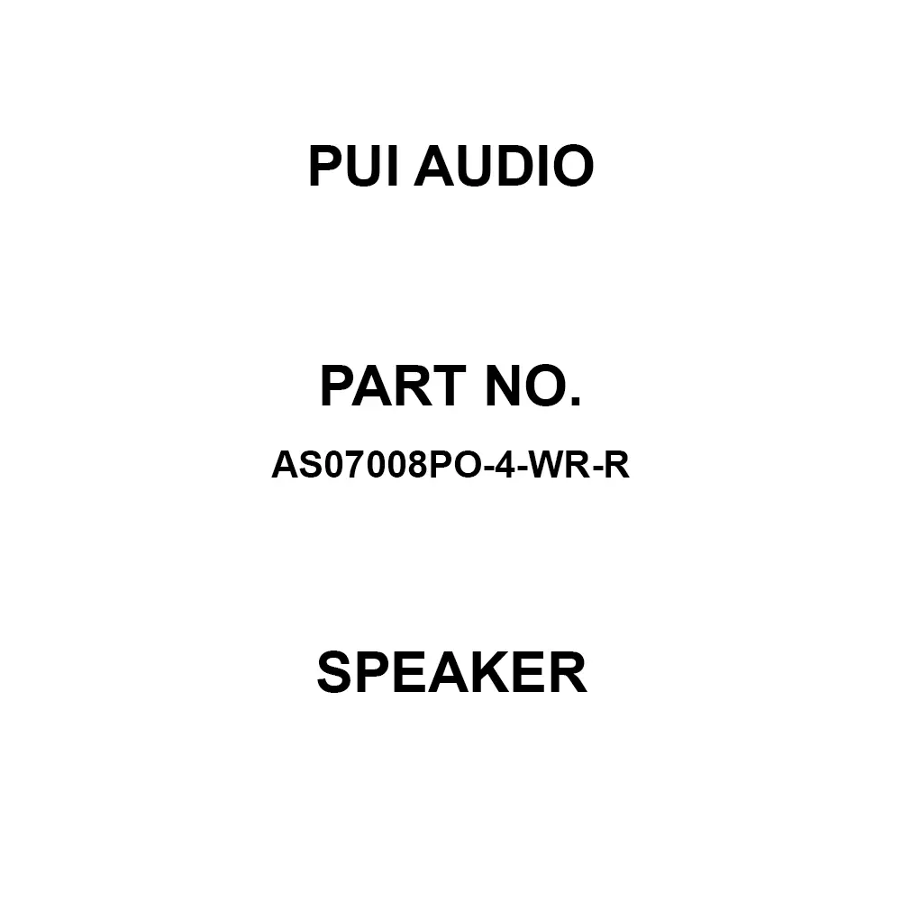 PUI AUDIO Speaker -30°C to +60°C, AS07008PO-4-WR-R