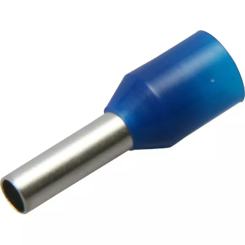 MonotaRO Pin Terminal With Insulating Sleeve Blue 15.4 mm Length, E2508-BLUE (Pack of 100 Pcs)