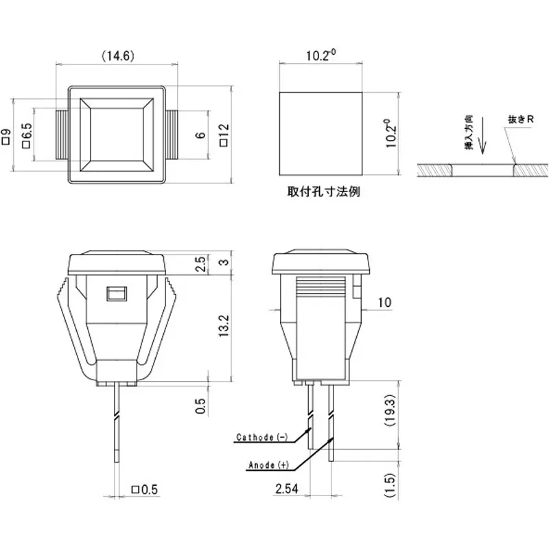 sato-parts-indicator-light-led-bracket-square-lens-9x9-mm-flat-lens-db-25-f-crr
