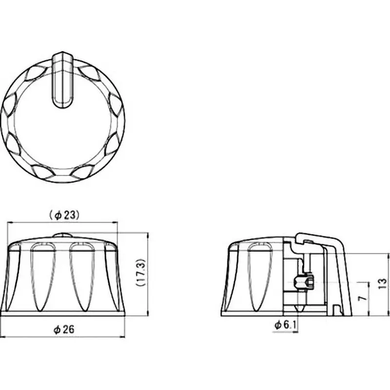 Sato Parts Mold Knob Body / ABS, Indicator Wire / Nylon 6 Black Frosted, K-210-Y