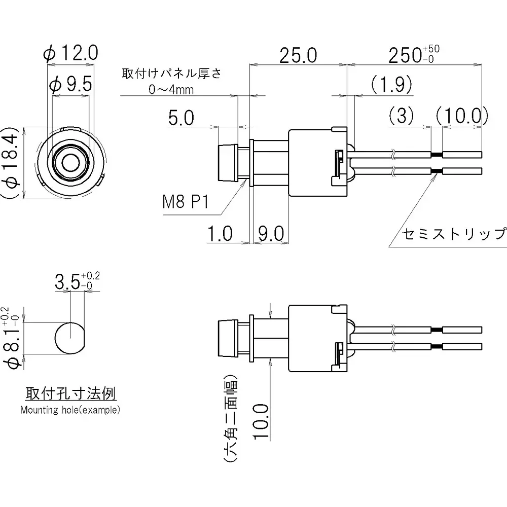 sato-parts-chip-led-indicator-light-pbt-chrome-chrome-brass-10-mm-nd-2-2-chr