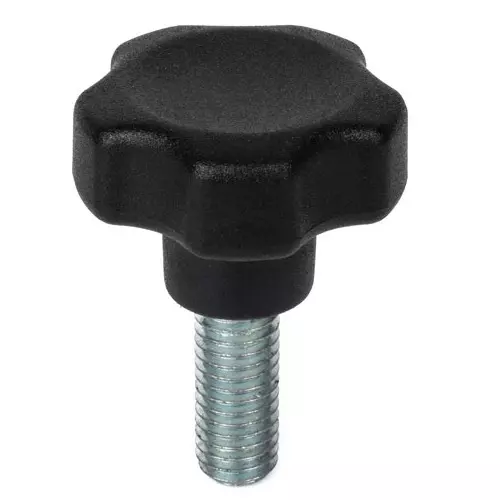 RS PRO Clamping Knob Thermoplastic M6 40 mm Thread Length Black 30 mm Knob Dia Multiple Lobes, 199279 (Pack of 10)