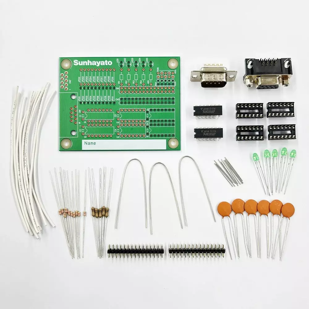 Sunhayato Soldering Skills Practice Set Flux, green resist on both sides, white silk on one side Finish Type, CT-DP10