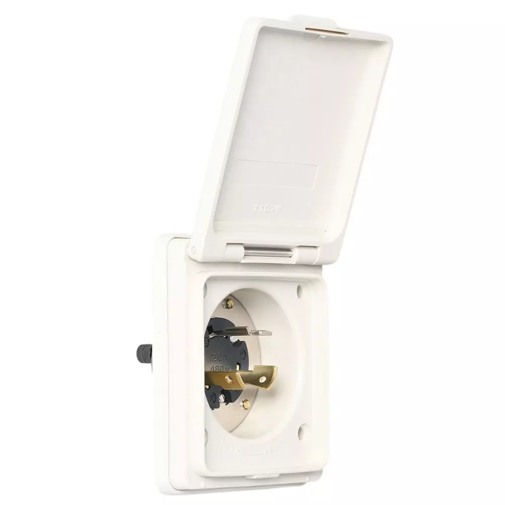 AMERICAN DENKI Hook Type Waterproof Flange Inlet 480 V Voltage 20 A Current Rated 3245NW-L8