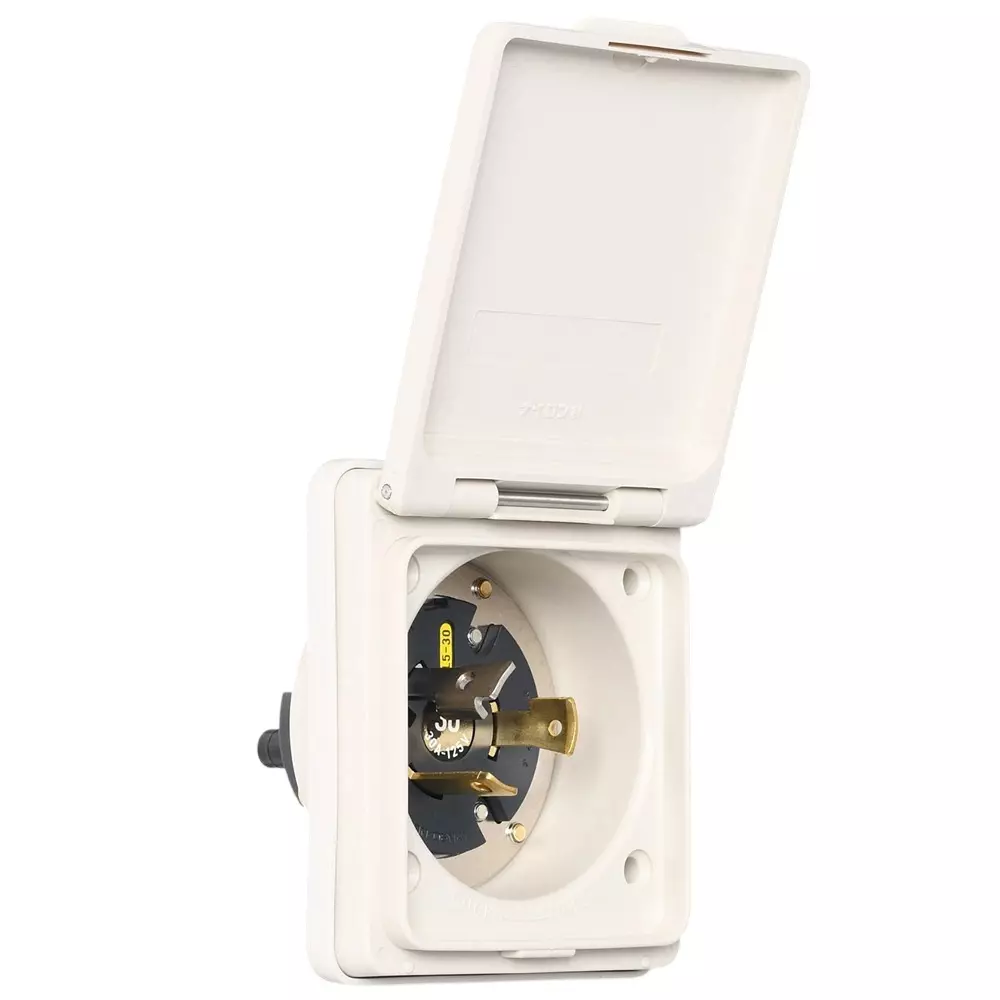 AMERICAN DENKI Hook Type Waterproof Flange Inlet 125 V Voltage 30 A Current Rated 3315NW-L5