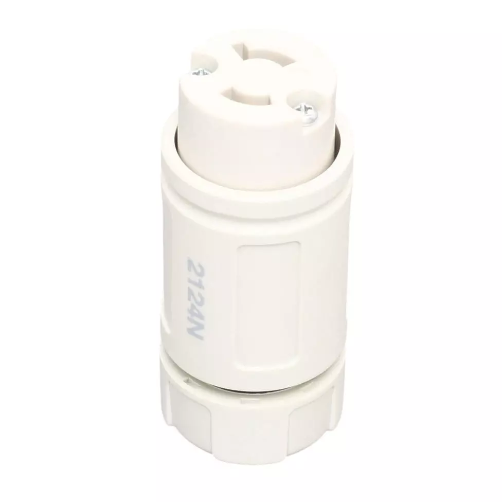 AMERICAN DENKI Cord Connector 250 V Voltage 15 A Current White, 2124N-IV