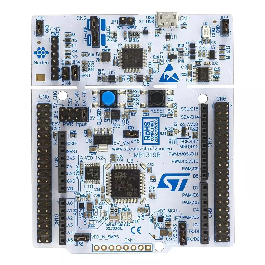 Stmicroelectronics Dev Board, Nucleo-64-P, Cortex-M4 Mcu, Nucleo-L433Rc-P