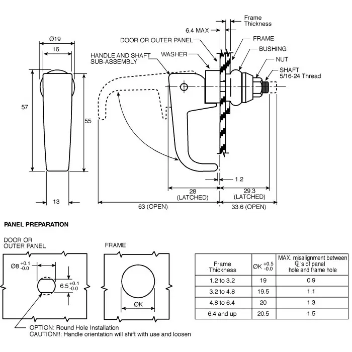 Southco Swell Latch 57x19x96.6 mm, 19-14-10
