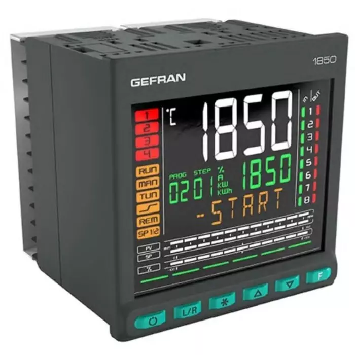 GEFRAN 1850 PID Temperature Controller 96x96x80 mm 4 Input 5 Output Analogue 24 V Supply Voltage PID Controller, 1850-R-RR0-0-1-03-5-M0-00-1-00