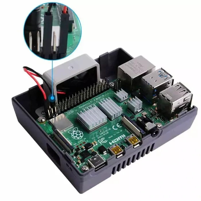 52Pi ABS Case for use with Raspberry Pi 4B in Grey, ZP-0086
