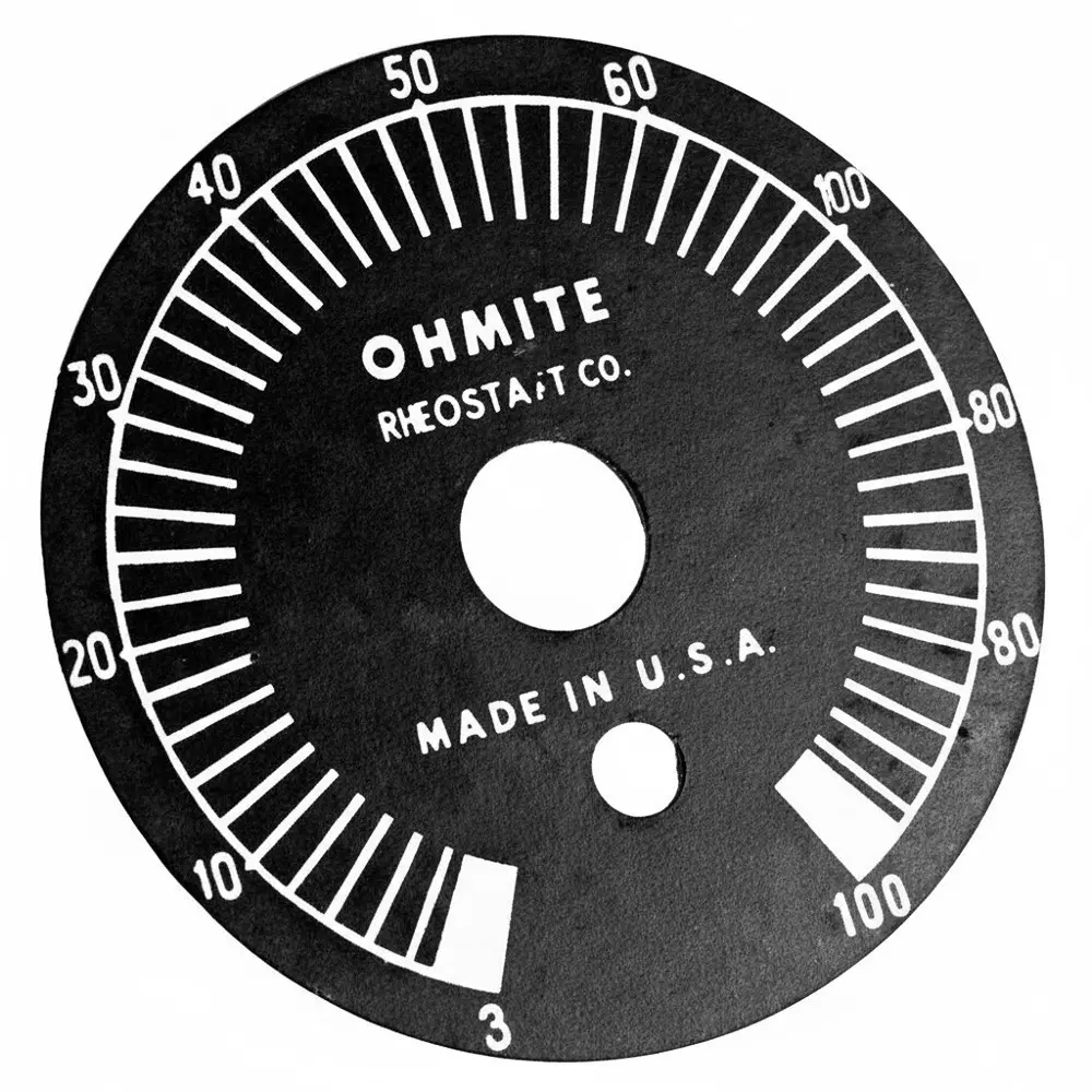 Ohmite 5000E Series Dial Plate Black 140 mm Outside Diameter, 5001E