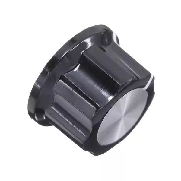 APEM MPKES Series Cylindrical Knob with Skirt Black 22 mm Outside Diameter, MPKES70B14
