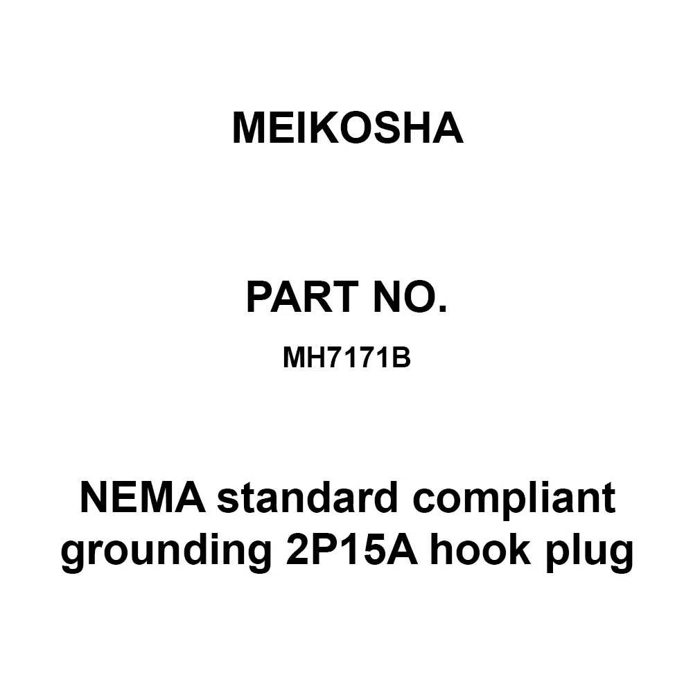 Meikosha NEMA Standard Compliant Grounding 2 P15 A Hook Plug (L6-15), MH7171B