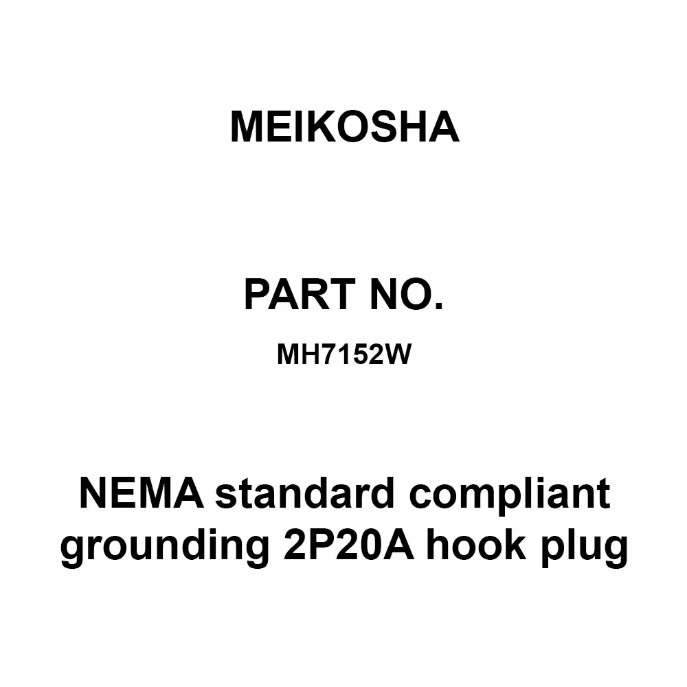 Meikosha NEMA Standard Compliant Grounding 2 P20 A Hook Plug (L5-20), MH7152W
