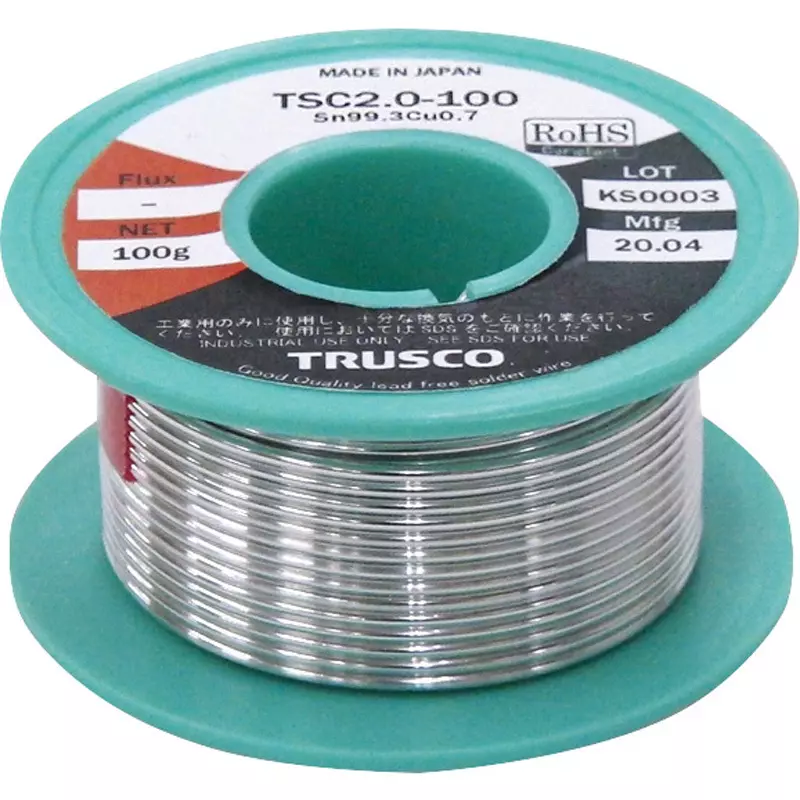 TRUSCO Lead-Free Solder 1.0 mm Wire Diameter (tin: 99.3%, copper: 0.7%) Material/Finish, TSC1.0-100