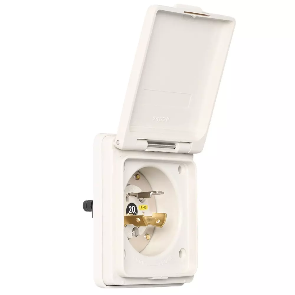 AMERICAN DENKI Hook Type Waterproof Flange Inlet 125 V Voltage 20 A Current Rated 3215NW-L5