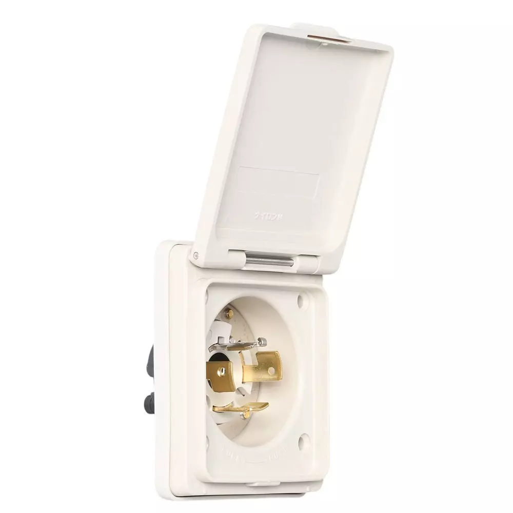AMERICAN DENKI Hook Type Waterproof Flange Inlet 250 V Voltage 20 A Current Rated 4225NW