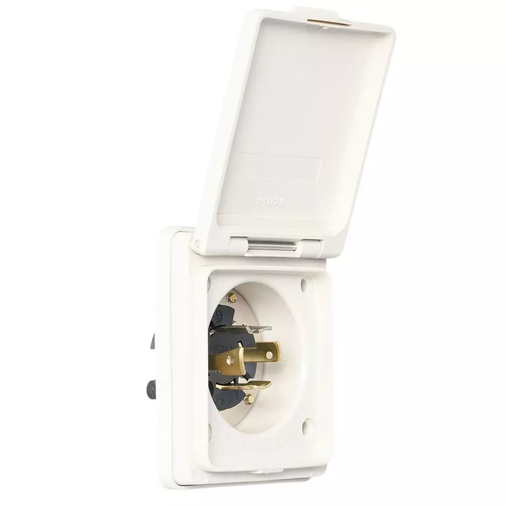 AMERICAN DENKI Hook Type Waterproof Flange Inlet 480 V Voltage 20 A Current Rated 4245NW-L16