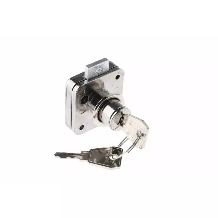Euro-Locks Sliding Door Key Lock 22 mm Panel to Tongue Depth, 19 mm Panel Cutout Diameter, 5665532
