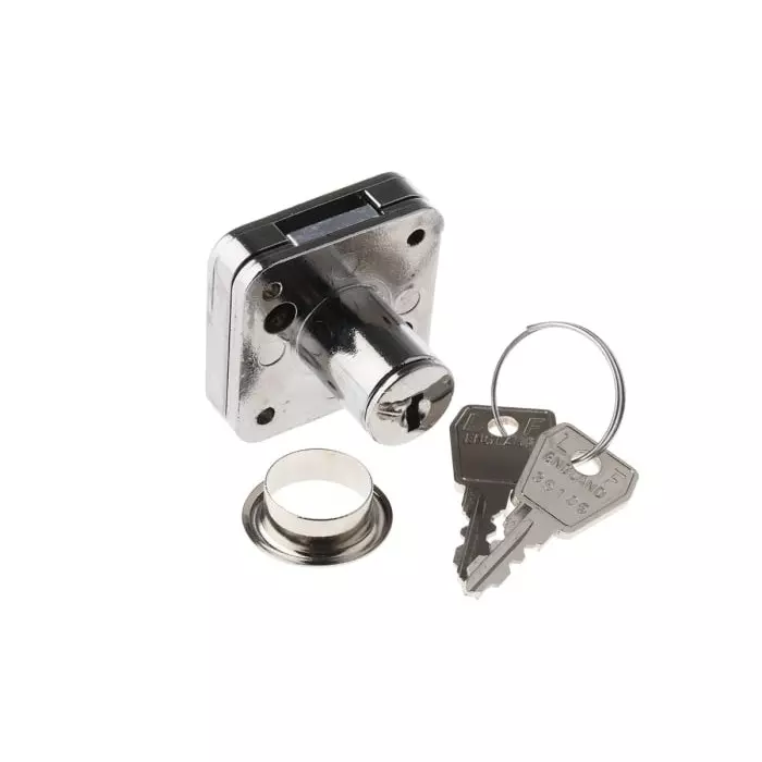 Euro-Locks Sliding Door Key Lock 22 mm Panel to Tongue Depth, 19 mm Panel Cutout Diameter, 5665532