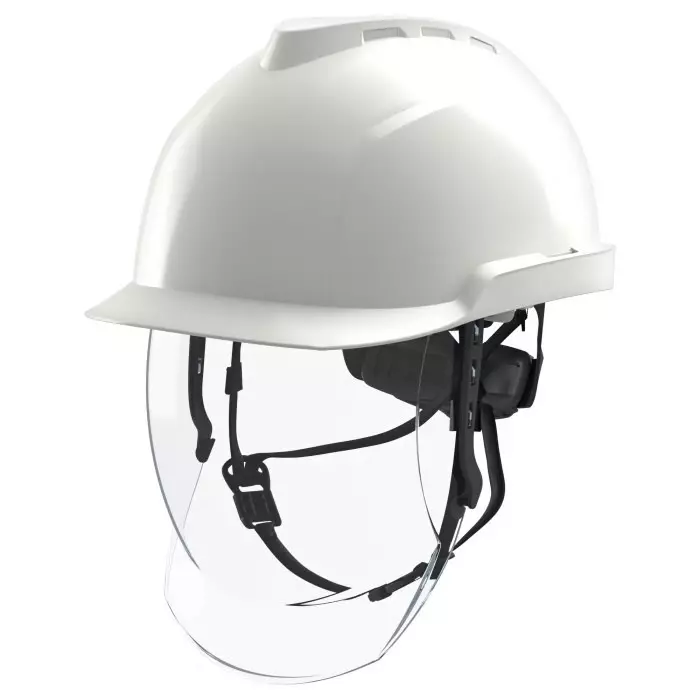 MSA Safety V-Gard 950 White Helmet with Chin Strap Adjustable, GVF1A-C0A0000-000