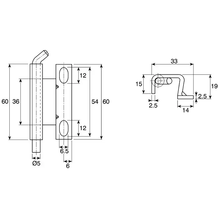 Steinbach & Vollman Concealed Hinge Stainless Steel, 33x60x2.5 mm, Free Swinging, 825837 (Pack of 2)