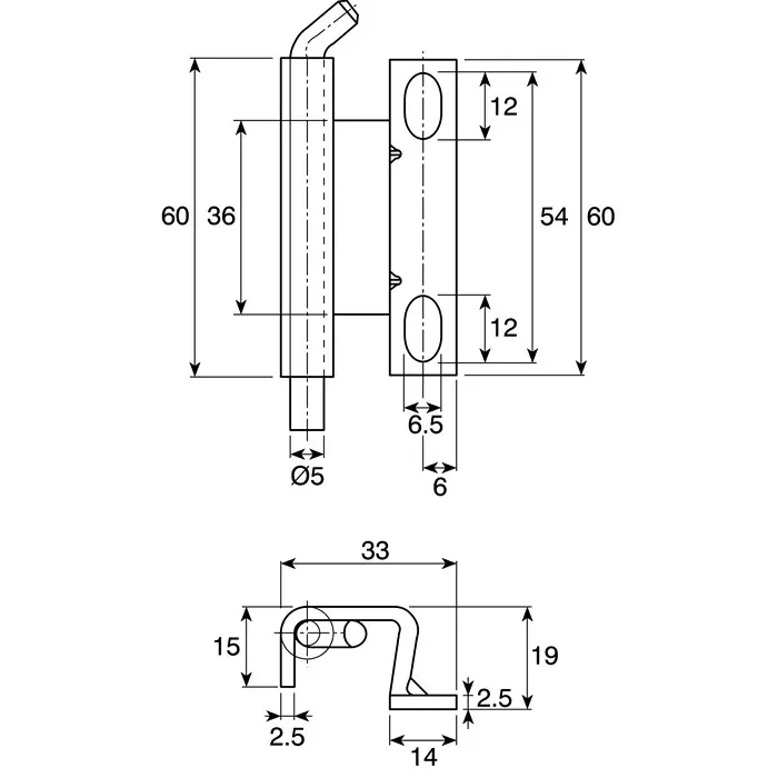 Steinbach & Vollman Concealed Hinge Stainless Steel, 33x60x2.5 mm, Free Swinging, 825837 (Pack of 2)