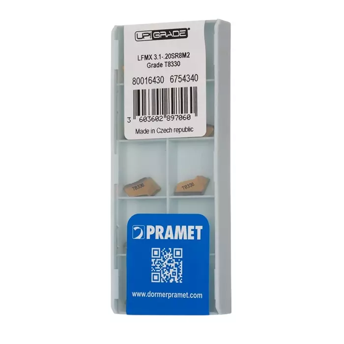 DORMER PRAMET LFMxSeries Lathe Parting Off Insert forxLCFN 98° Approach 3.1 mm Length, LFMX 3.1-.20SR8M2:T8330 (Pack of 10)