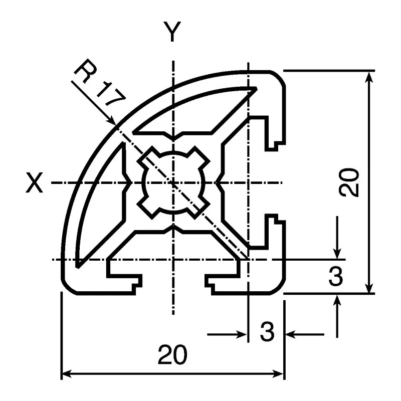 Bosch Rexroth Silver Aluminium Profile Strut, 20 x 20 mm, 6 mm Groove, 3000 mm Length, 3842992890/3000