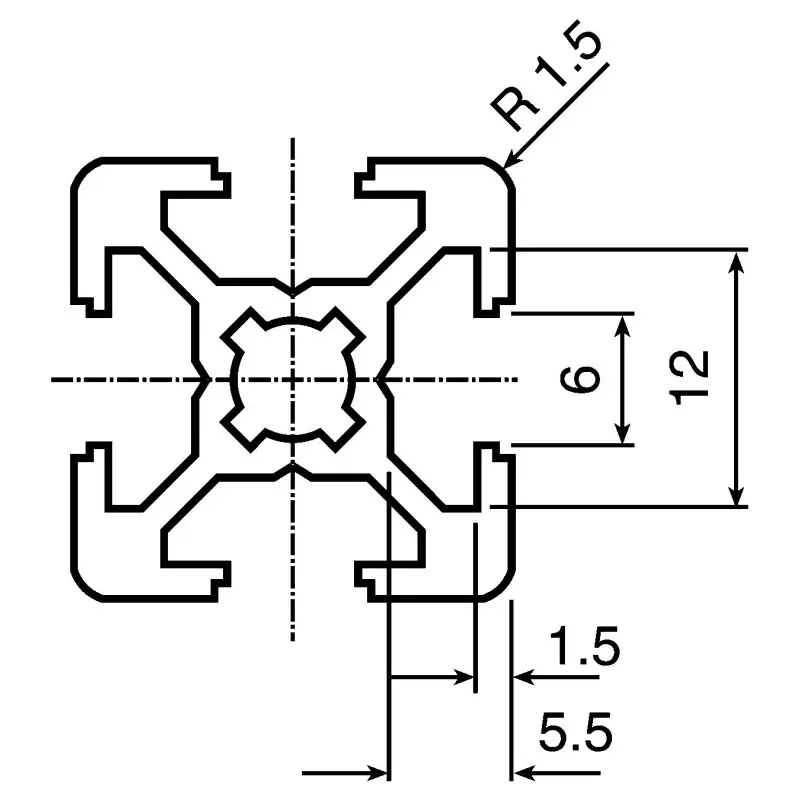 Bosch Rexroth Silver Aluminium Profile Strut, 20 x 20 mm, 6 mm Groove, 3000 mm Length, 3842992890/3000