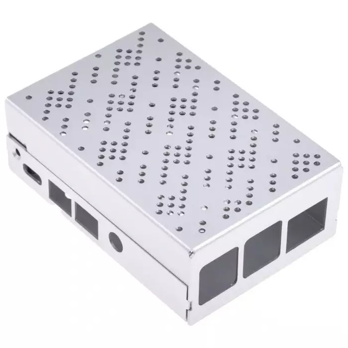 Okdo Aluminium Case for use with Raspberry Pi 4 Model in Grey, ZP-0095