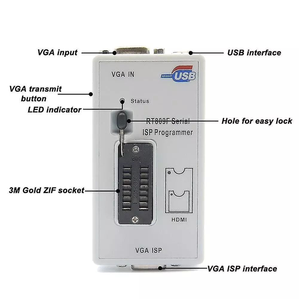 GENERIC ISP Programmer Kit with Cables & 21 Adapter Board for EEPROM, Flash Memory, MCU, VGA/HDMI Programming, RT809H