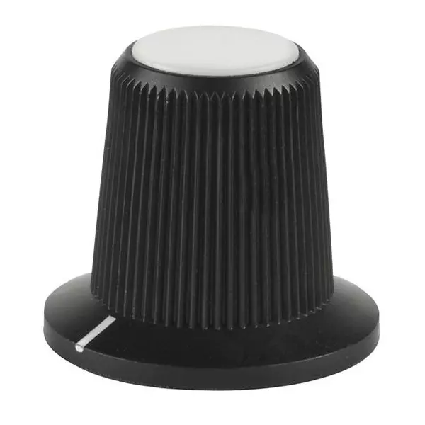 NKK SWITCHES AT Series Cylindrical Knob with Skirt Knurled, Straight Design 2.28 mm Shaft Diameter, AT4104B