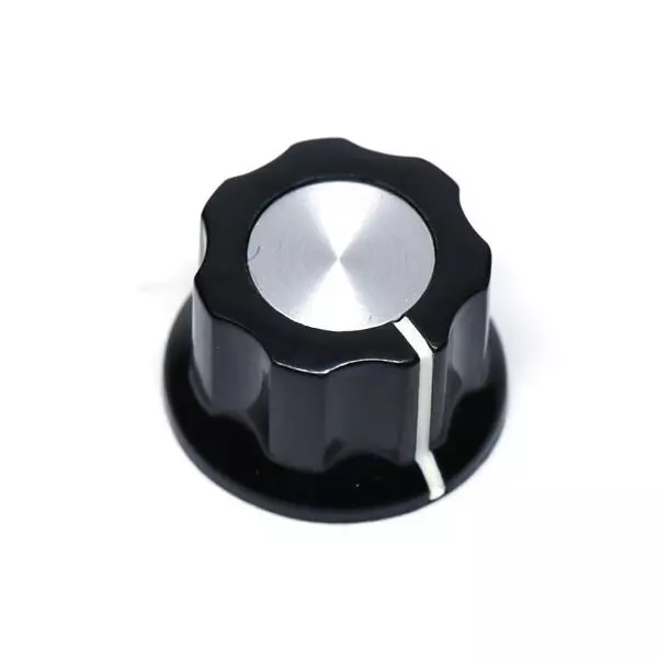 APEM MPKES Series Cylindrical Knob with Skirt Black 19 mm Outside Diameter, MPKES60B1/8