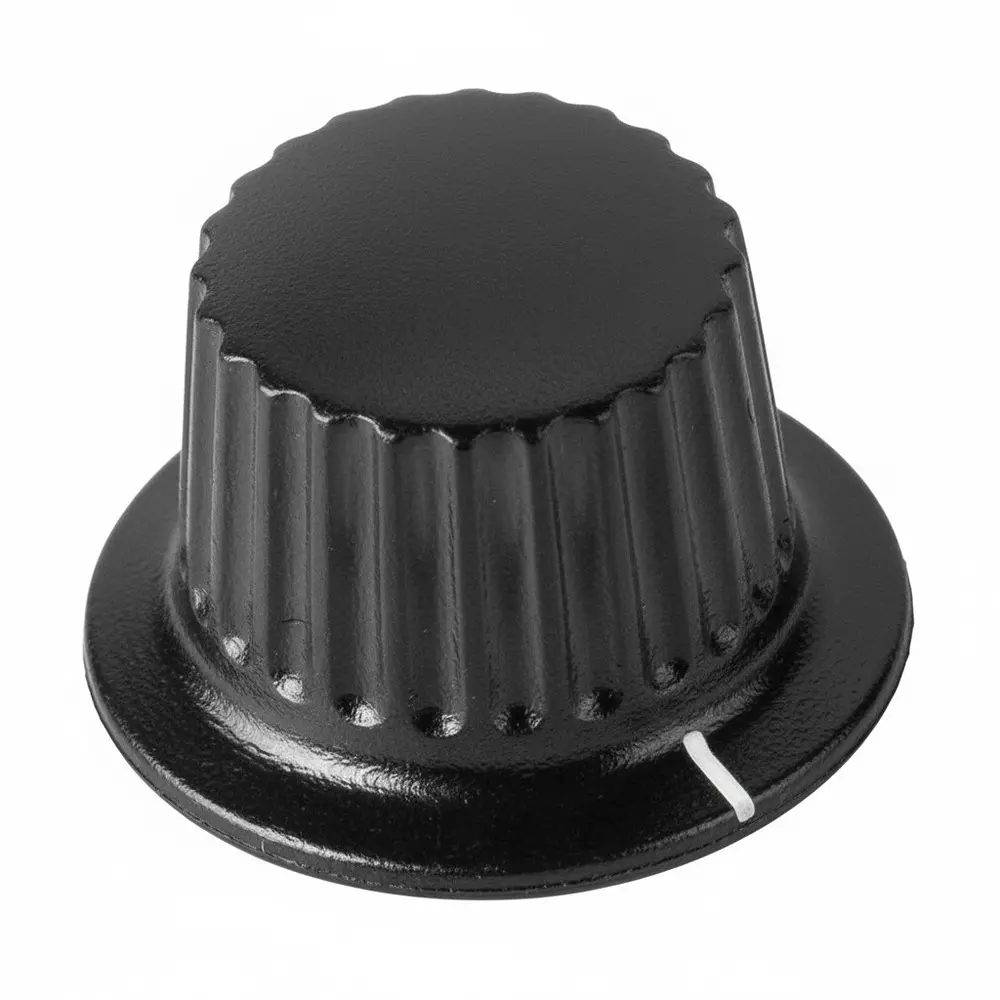 DAVIES MOLDING Cylindrical Knob with Skirt Phenolic Black 23 mm Outside Diameter, 1610AA