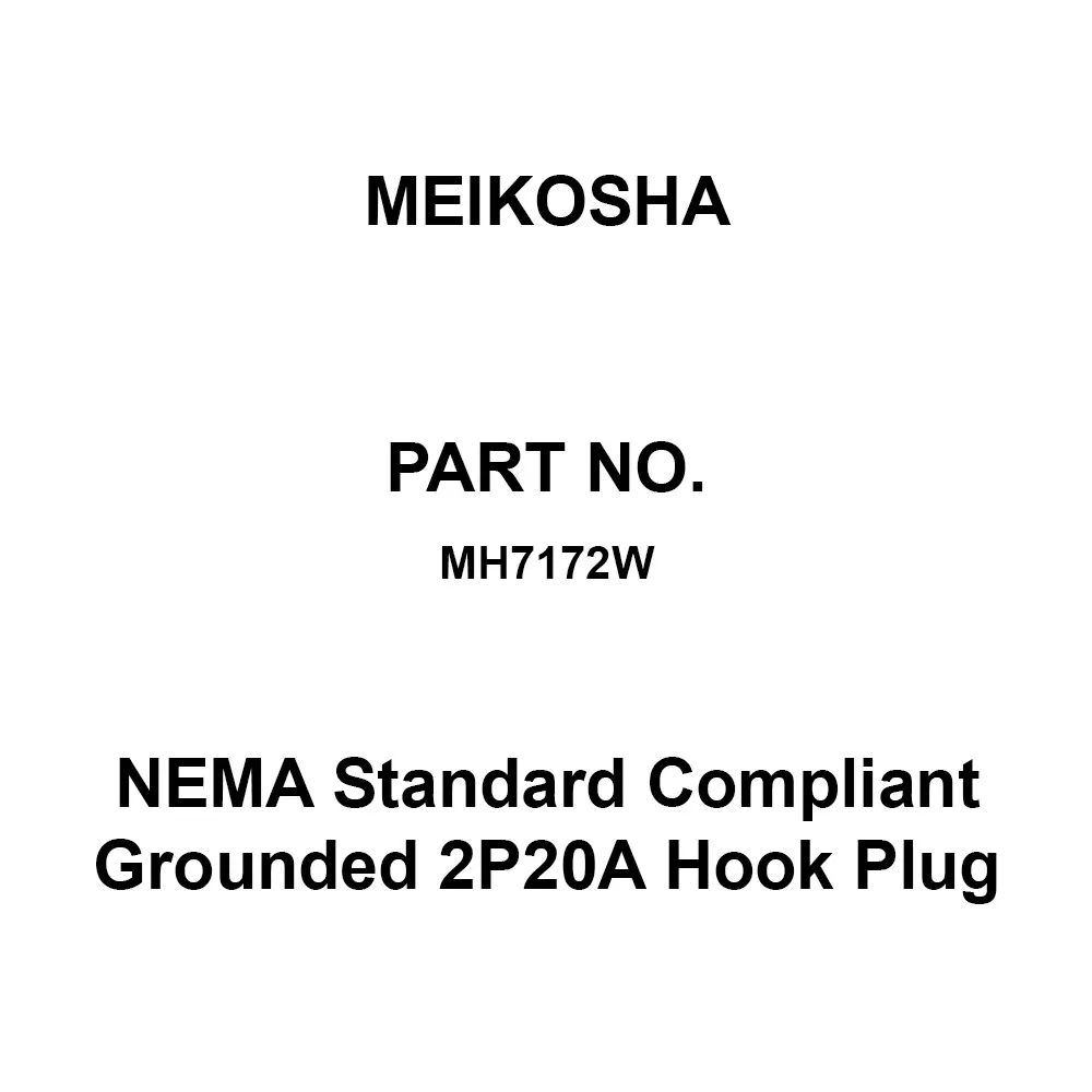 Meikosha NEMA Standard Compliant Grounded 2 P20 A Hook Plug (L6-20), MH7172W