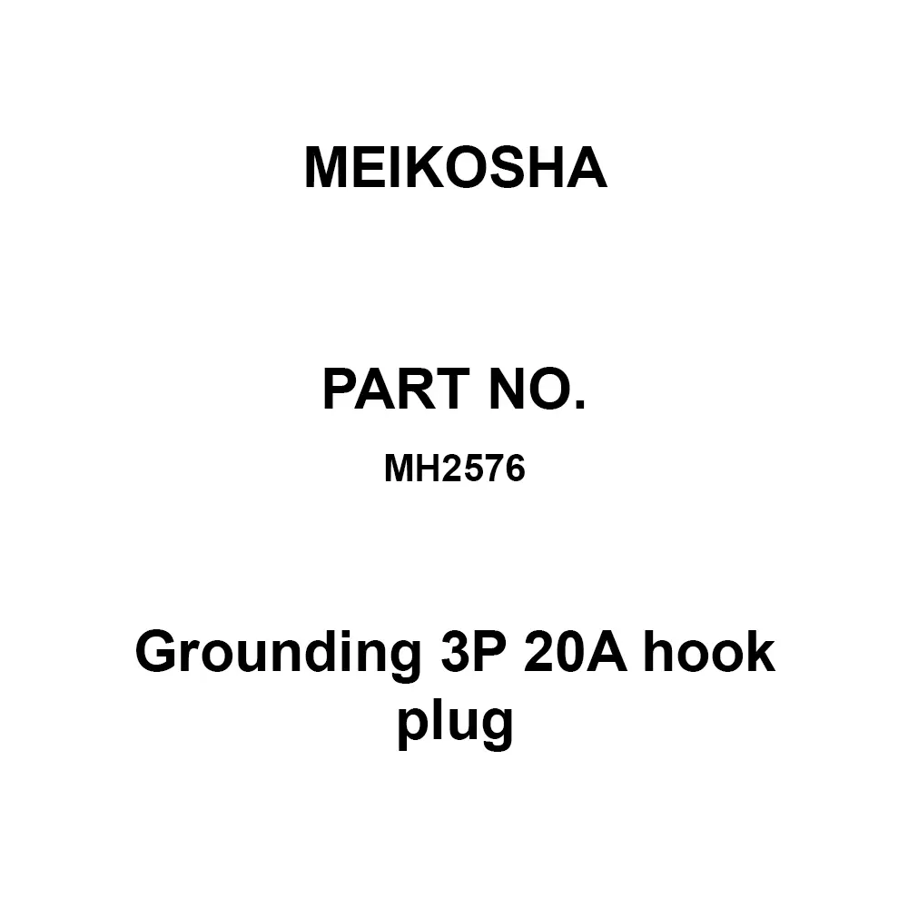 Meikosha Grounding 3 P 20 A Hook Plug Hook Type 250 V, MH2576