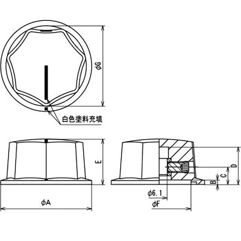 sato-parts-mold-knob-k-2901-phenol-30-mm-head-diameter-k-2901-m
