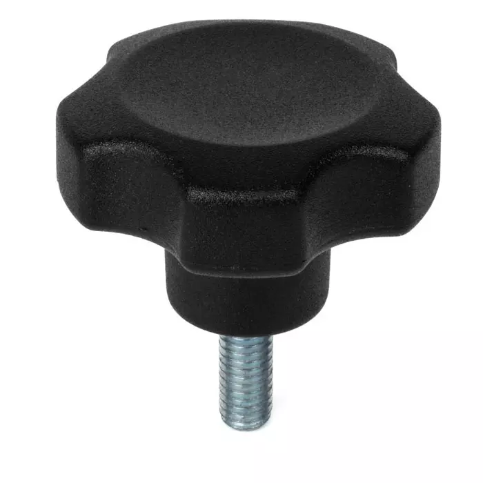 RS PRO Clamping Knob Thermoplastic M10 40 mm Thread Length Black 50 mm Knob Dia Multiple Lobes, 199257 (Pack of 10)