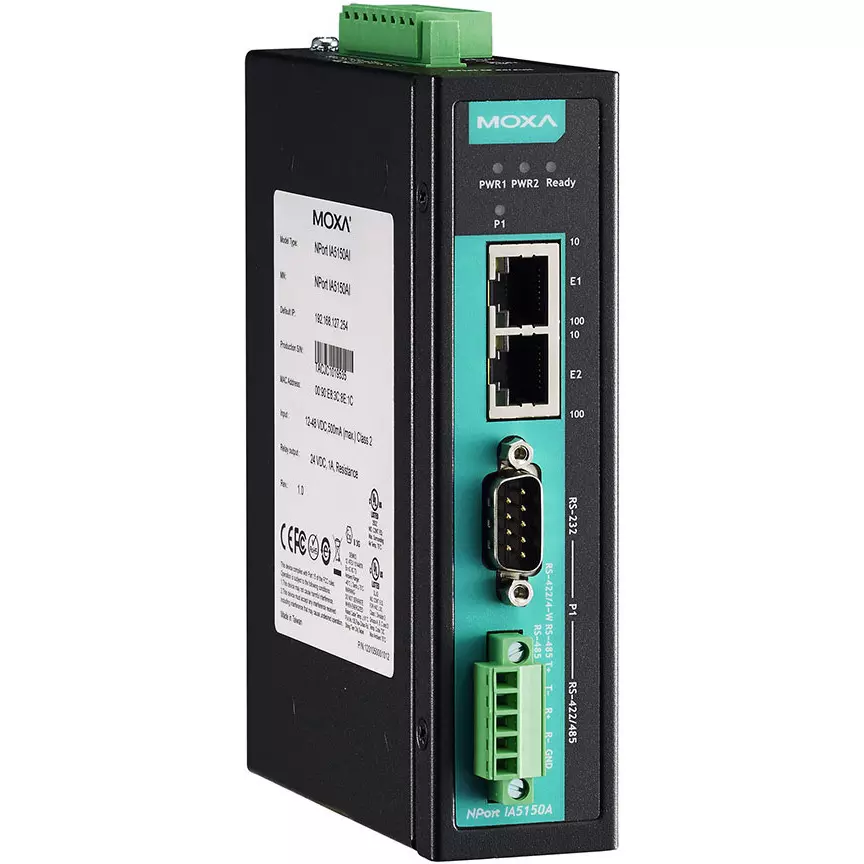 MOXA Industrial Serial Device Server 12 to 48 VDC Input Voltage, NPort IA5150A-IEX
