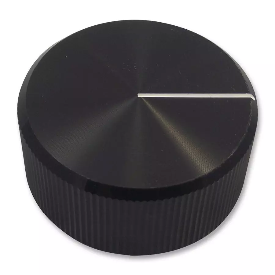 Multicomp KNOB, AL, 30MM, BLACK, 6.4MM SHAFT, KB00008