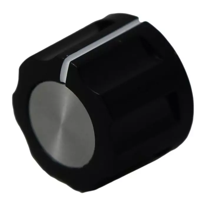 Multicomp KNOB, PLASTIC, 16MM, AL CAP, CF-X5-M-T18