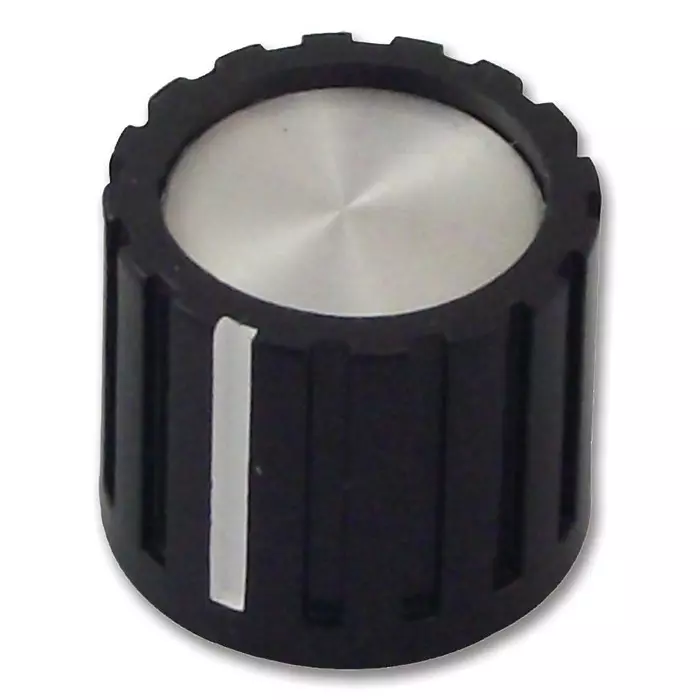 Multicomp KNOB, PLASTIC, 45MM, AL CAP, CF-X1-M-S(6.4)E