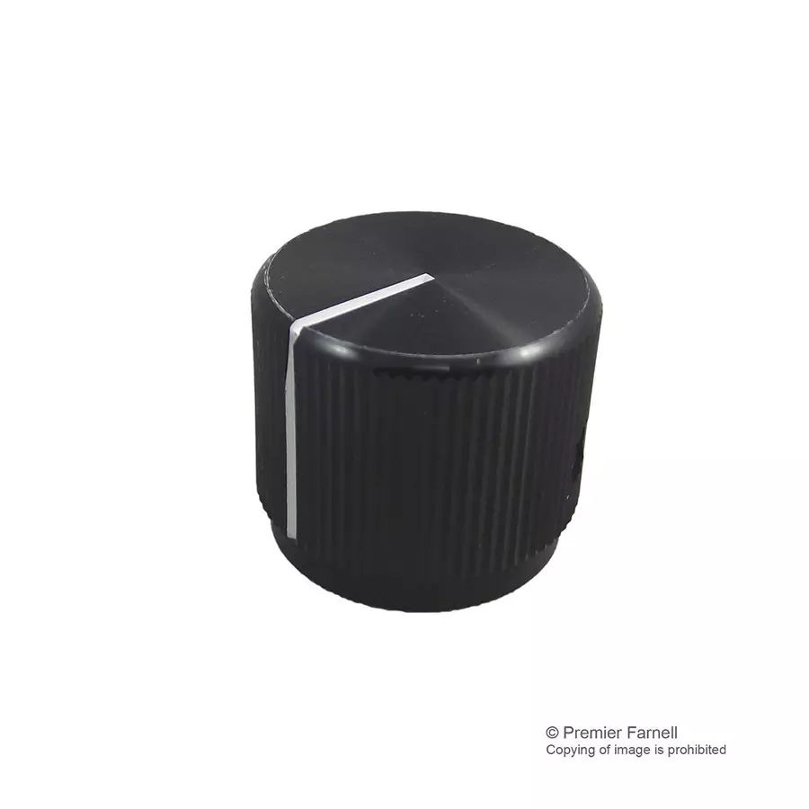 Multicomp KNOB, AL, 19MM, BLACK, 6.4MM SHAFT, KB00020