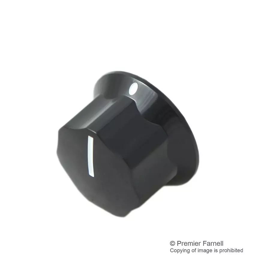 Multicomp KNOB, 25MM, BLACK, SCREW 6.4 SHAF, CF-W2-6-S(6.4)W7